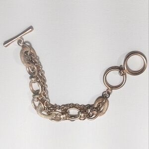 White Metal Multi Strand Link Chain Bracelet